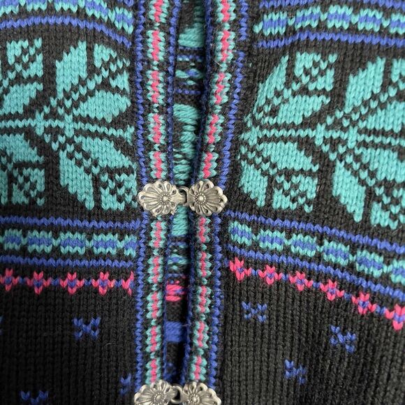 Vintage Stowe Woolens Sweater Small Nordic Cardigan Fair Isle Icelandic Cottage - Picture 4 of 7